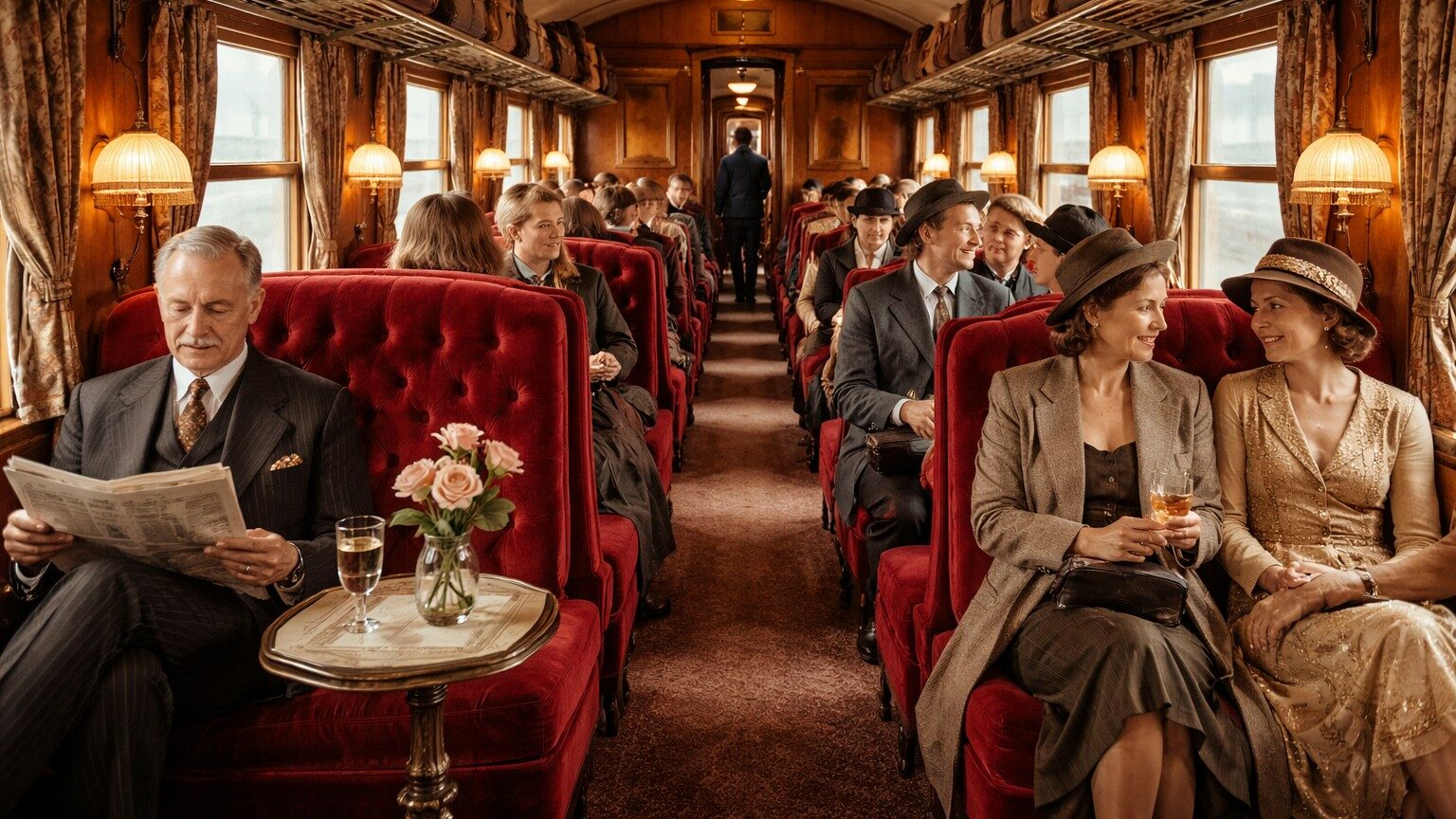 Interiör Förstaklass Statens Järnvägar första klass personvagn