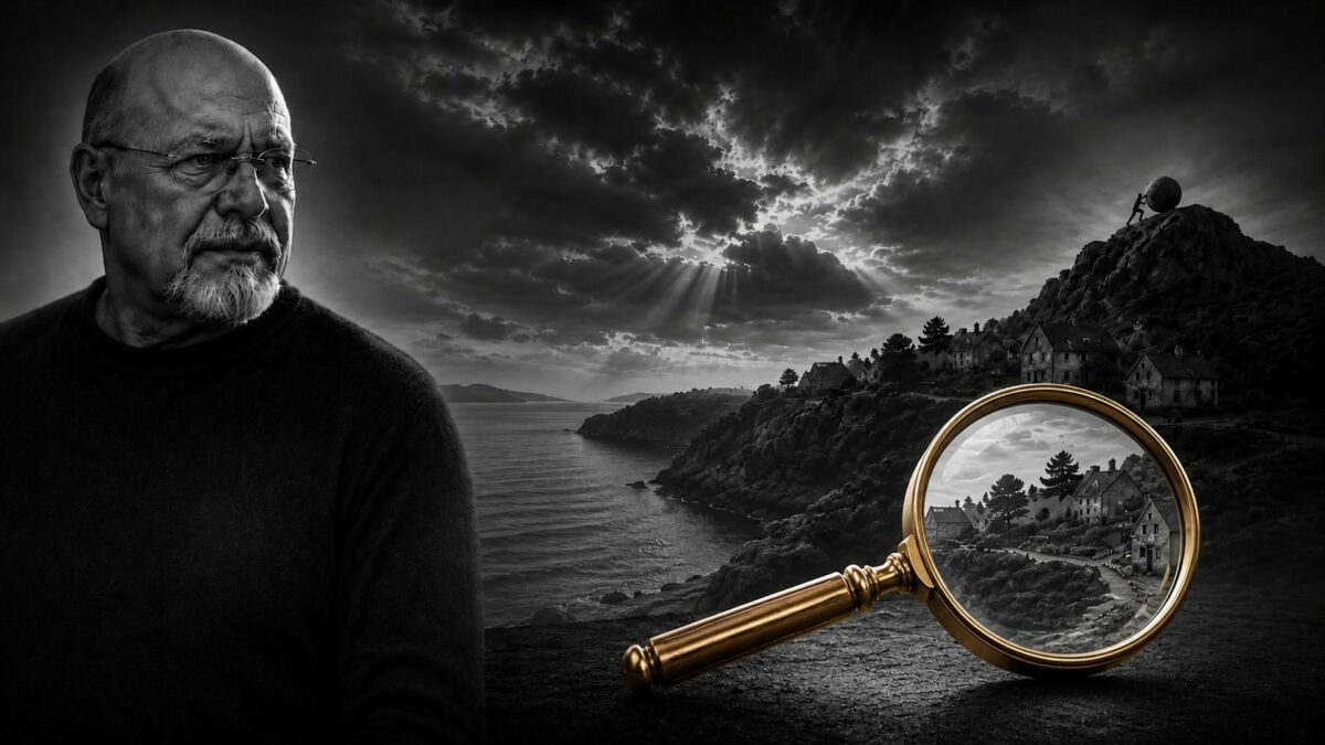 Björn med förstoringsglas